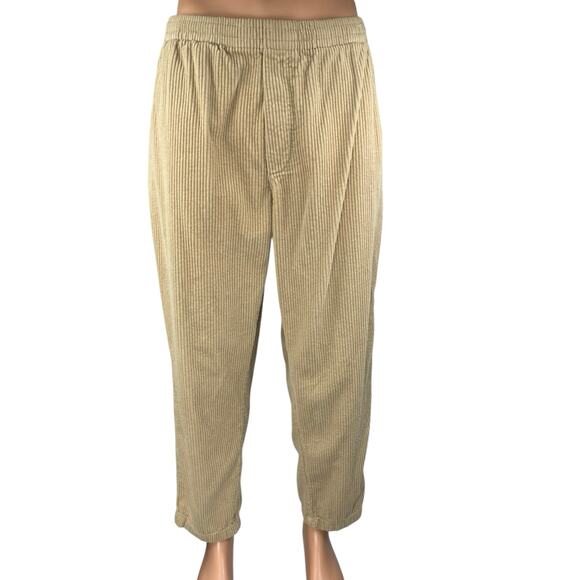 Zara Men's Beige Tan Corduroy Drawstring Tapered Trousers Sweat Pants Size XL - Picture 1 of 4